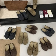 复古内增高3cm厚底包头半拖毛毛鞋2025秋冬毛呢外穿勃肯拖鞋多款