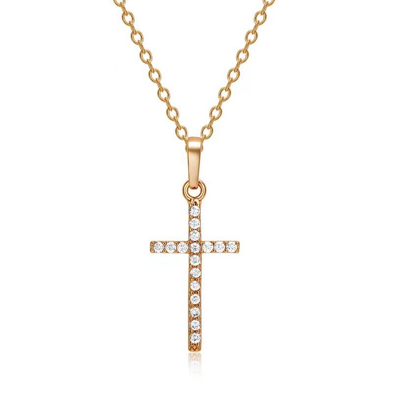 Casual Simple Style Cross Alloy Inlay Zircon Unisex Pendant Necklace display picture 2