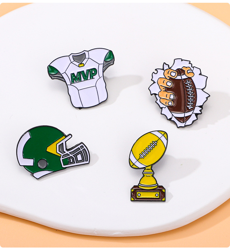 6g Weight Cartoon Style Pin Rugby Alloy Enamel Unisex Brooches