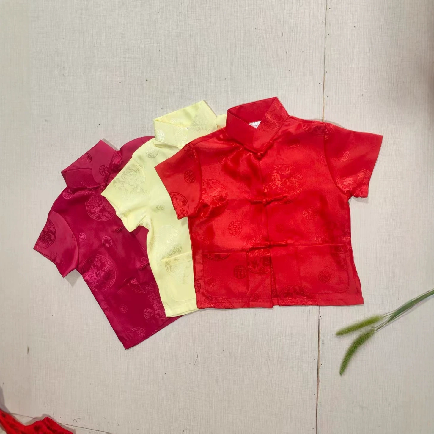 Летний детский костюм с короткими рукавами, жаккардовый, с изображением дракона, в стиле тан, для выступлений, для мальчиков, кунг-фу, для внешней торговли