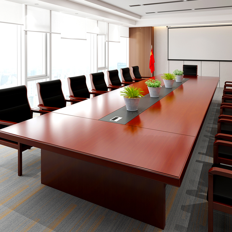 永顺实木会议桌中式大型油漆政府办公会议室长桌椅组合可定 制