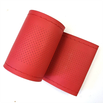 Dropshipping Leather Car Handle Cover, Steering wheel cover - red-middle-hole-red-line-38cm