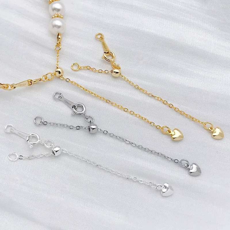 Copper Gold-Plated Heart-Shaped Adjustable Chain Bracelet Necklace Extension Chain Silicone Positioning Extension Chain DIY Jewelry Accessories Copper Gold-Plated Heart-Shaped Adjustable Chain Bracelet Necklace Extension Chain Silicone Positioning Extension Chain DIY Jewelry Accessories