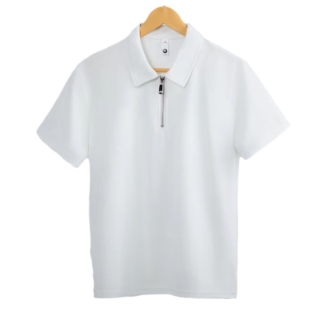 Tide polo de hombre de manga corta de alta gama 2023 nuevo hombre casual de negocios con solapa de media cremallera