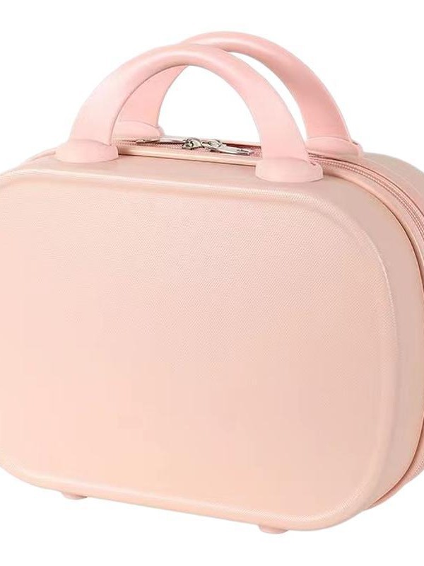 Redonda pequeña maleta fresca de 14 pulgadas maquillaje pequeña maleta de viaje ligera maleta maleta maquillaje