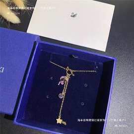 施家1：1高品质趣致独角兽Y型流苏项链女施华洛元素水晶锁骨链女
