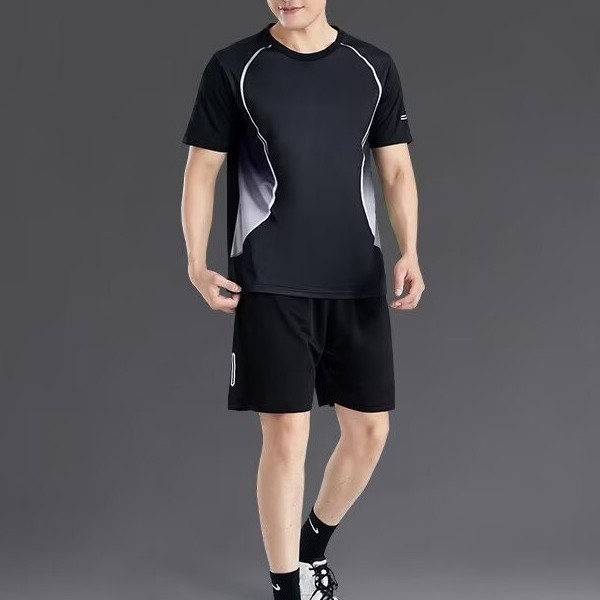 Trajes deportivos de verano para hombres, camisetas de hielo secas rápidas, mangas cortas para hombres, pantalones cortos de entrenamiento transpirables para correr