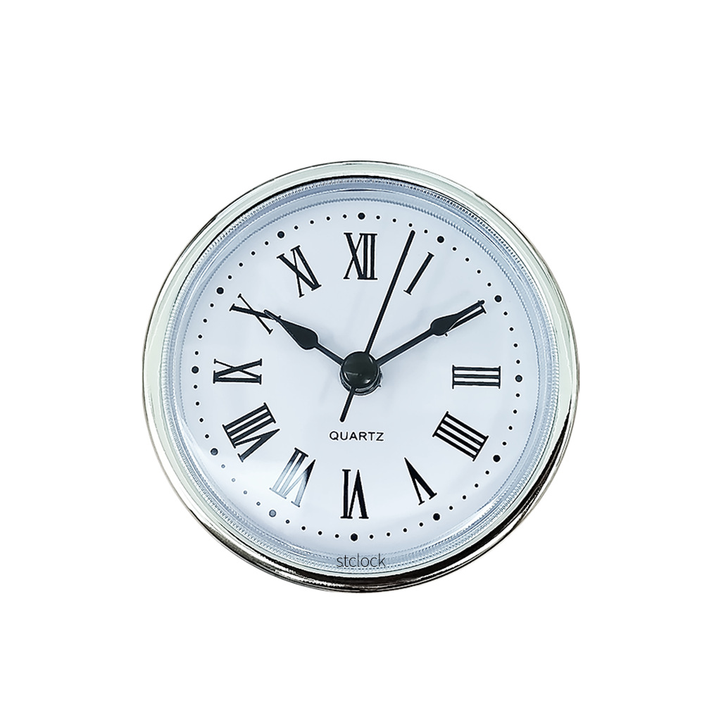 Silent Quartz Clock Insert With Roman And Arabic Numerals Gold Silver_voghion.com