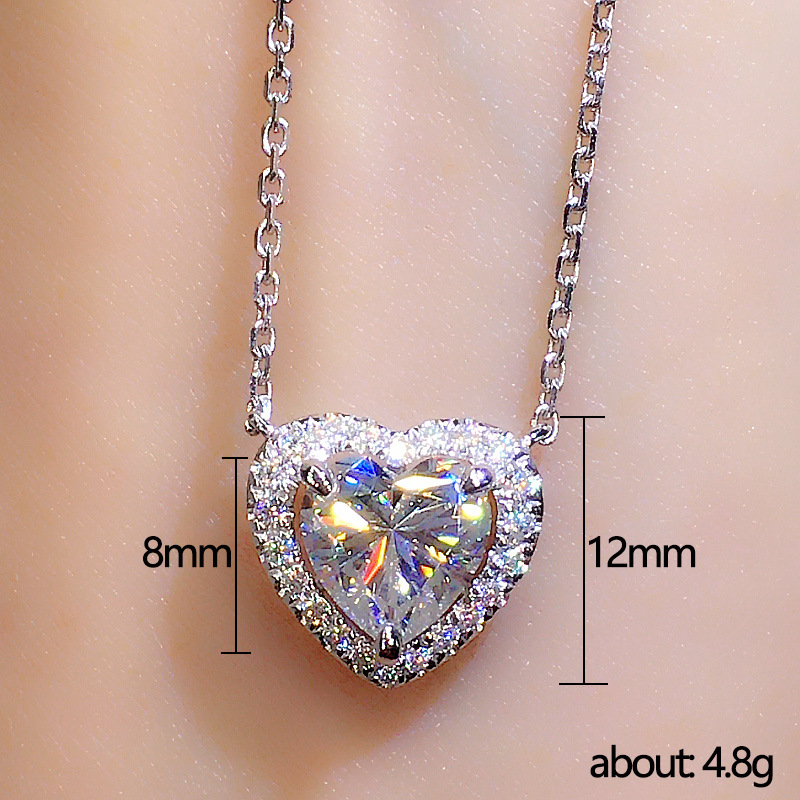 8g Weight Copper Pendant Material Copper Elegant Lady Simple Style Inlay Heart Shape Zircon Pendant Necklace