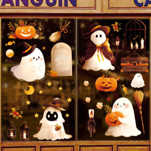 New Halloween 3D Cute Ghost Pumpkin Static Sticker Halloween Holiday Party Decoration Glass Window Sticker
