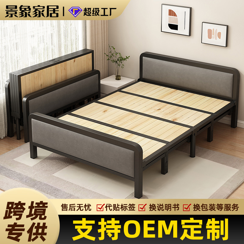 Cama plegable simple de madera sólida casa cama individual alquiler de habitaciones plegables cama doble de almacenamiento estudio siesta cama pequeña