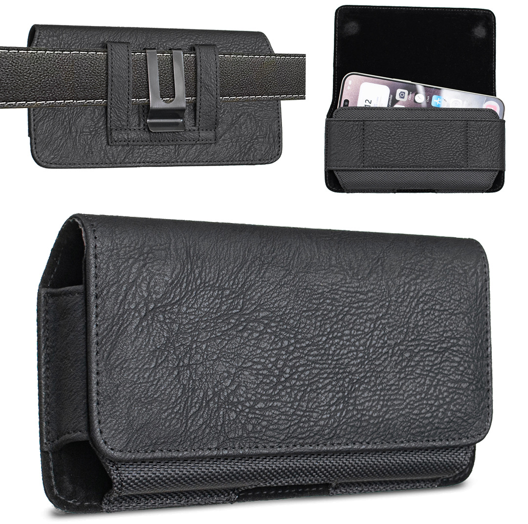 Bfb20 Is Suitable for Mobile Phone Waist Bags 5.5- 6.3-7inch with Magnetic Card Slot, Men's Waist-Hanging Leather Case