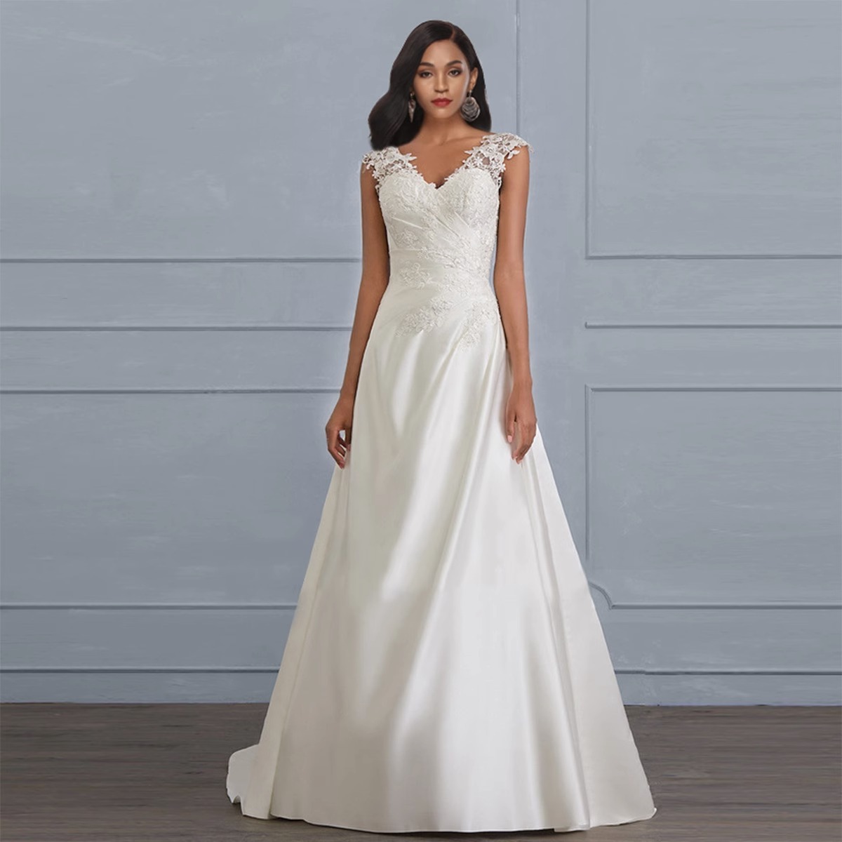Europeo y Americano de color sólido de encaje costura Sling Hollow backless vestido tostado vestido de novia vestido blanco image 5