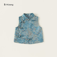 宥宝童装秋季女童汉服国风印花儿童上衣新中式衣服女孩子立领马甲