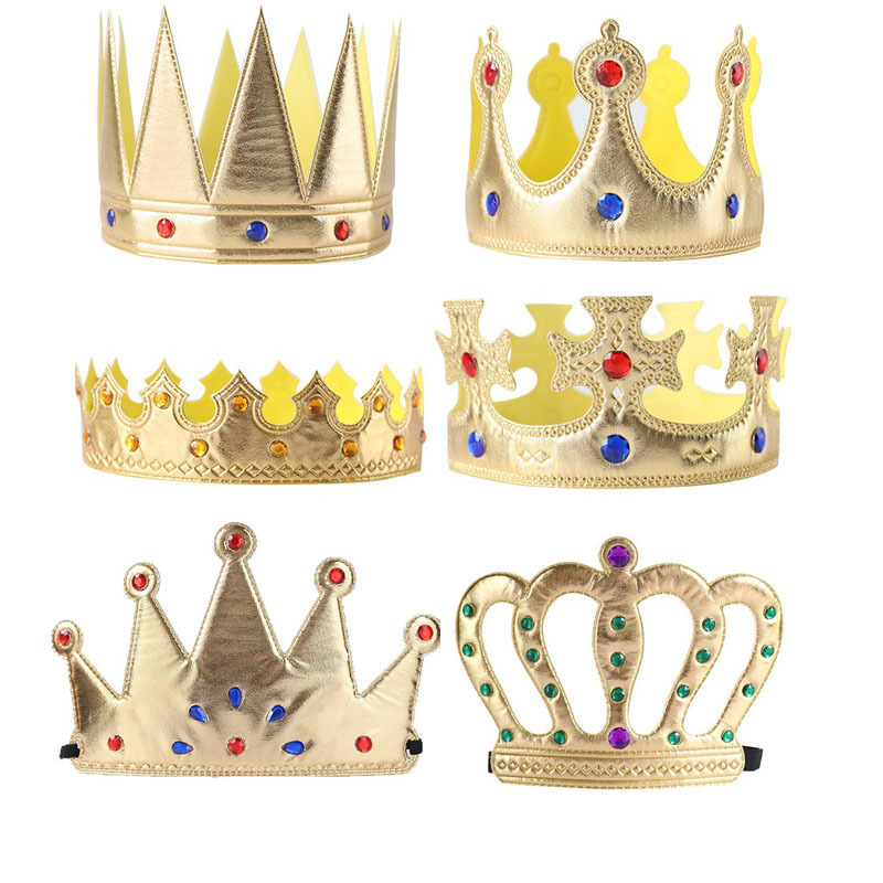 Cloth King Crown Happy Birthday Cake Decoration Props Golden Prince Headwear Children's Birthday Hat Crown