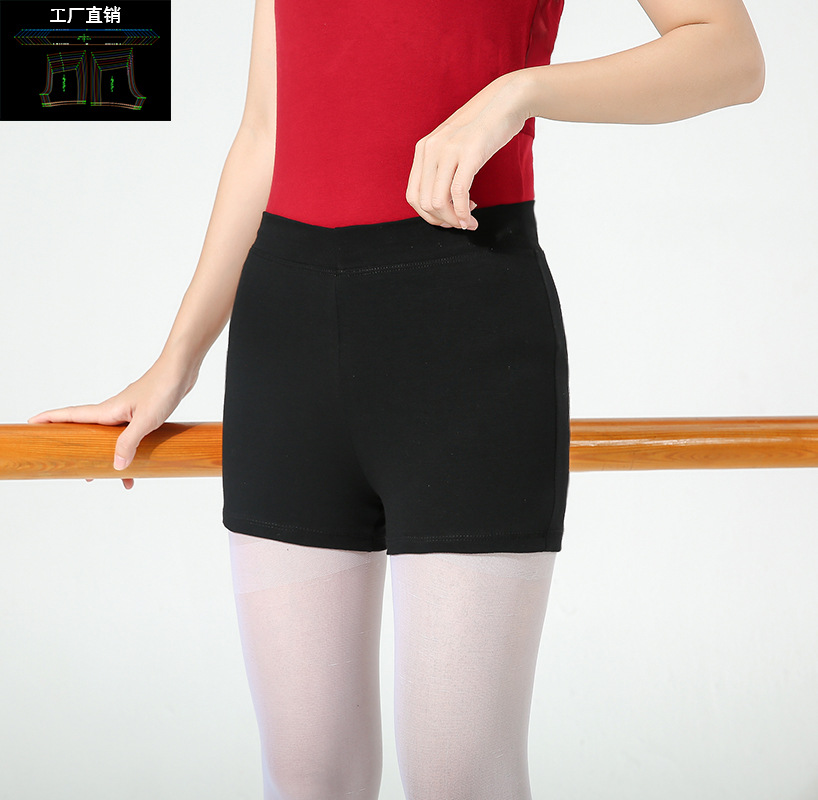 儿童舞蹈练功裤夏季棉质三分跳舞女孩短裤紧身松紧黑色打底平口裤|ms