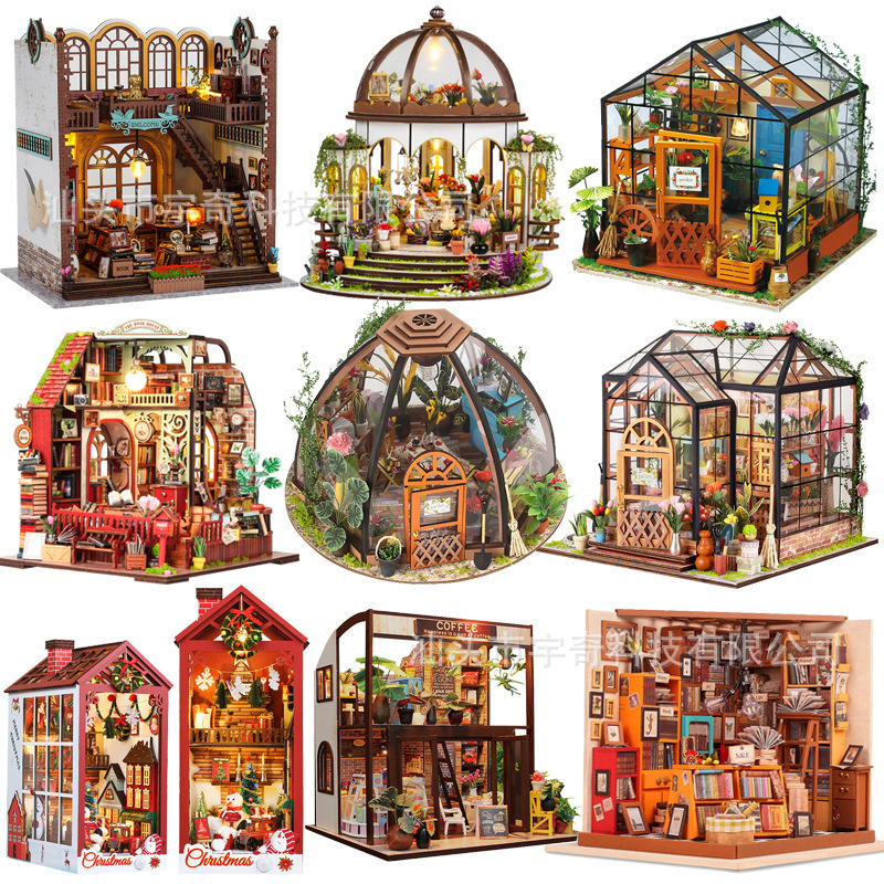 Cross-Border DIY Cabin Sensor Bookend Wooden Assembled Handmade Magic Bookshelf Ornaments Creative Gifts Factory Wholesale Cross-Border DIY Cabin Sensor Bookend Wooden Assembled Handmade Magic Bookshelf Ornaments Creative Gifts Factory Wholesale
