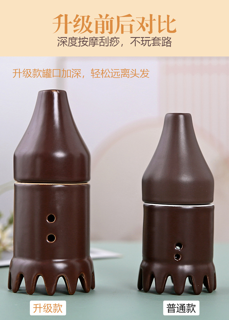 Ceramic Head Moxa Massage Comb 6x15cm Scalp Gua Sha Tool with Comb Teeth for Warm Moxibustion and Full Body Use in use