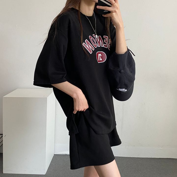 100% algodón traje de comercio exterior ropa de mujer más tamaño de dos piezas de verano moda casual ropa deportiva pantalones cortos de manga corta al por mayor