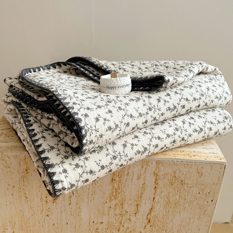 Una colcha fresca de verano de hilo de doble capa para niños, colcha de verano de algodón puro, colcha de aire acondicionado lavable a máquina, colcha fina para bebé
