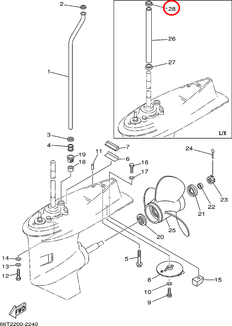28)翟墨DEMONS舷外机船外挂机传动轴防水套上密封圈90480-30M71