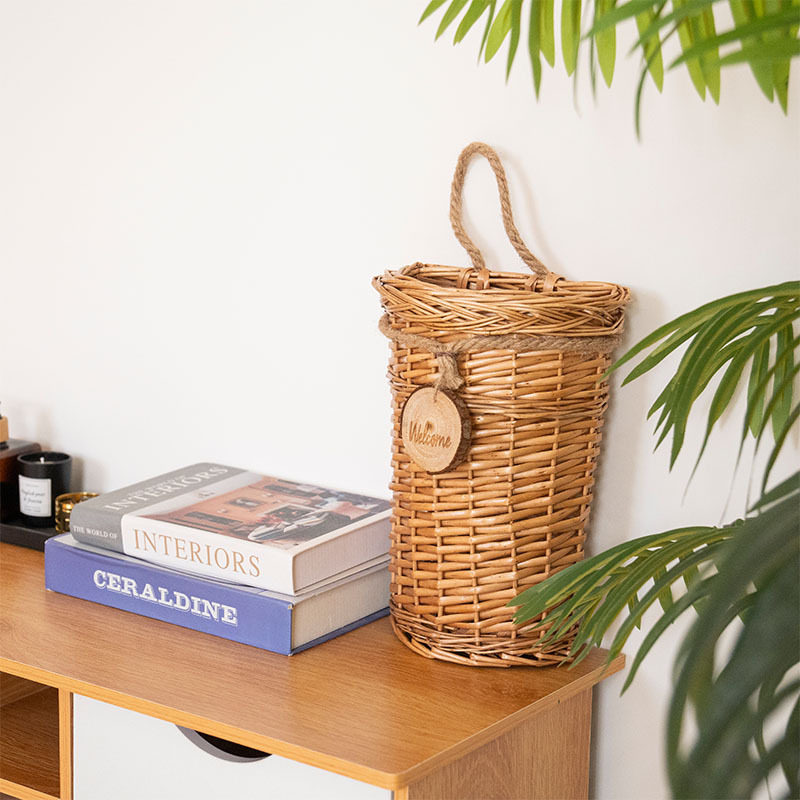 跨境柳编收纳篮壁挂手提墙面装饰储物筐客厅厨房杂物整理篮子ins