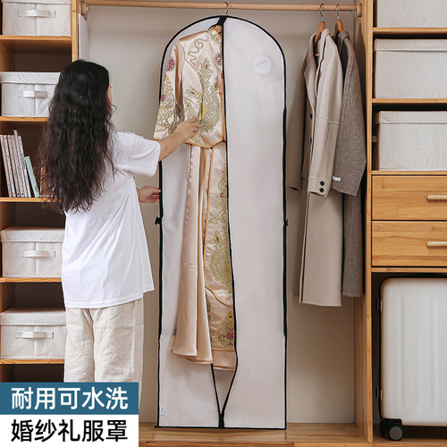 Clothes dust-proof cover for home use large wedding dress coat dust bag foldable hanging clothes bag dust-proof clothing suit cover