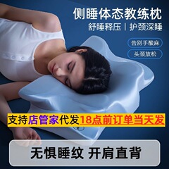 横向き寝用枕、睡眠を助ける頚椎サポートのペア、特別な低反発美容枕コア、男性と女性用の大人の首枕
