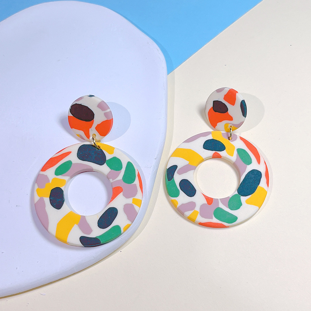 1 Pair Streetwear Polka Dots Soft Clay Drop Earrings display picture 2