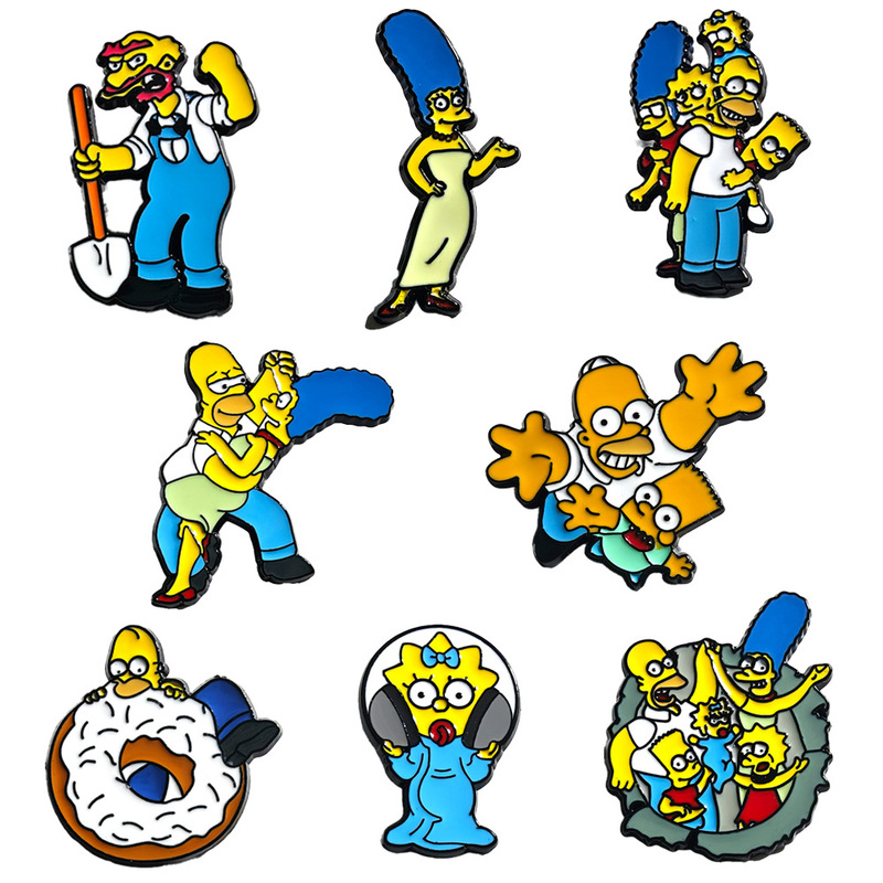 Classic European and American Animation the Simpsons Brooch Maggie and Homer Badge Cartoon Animation Character Medal Classic European and American Animation the Simpsons Brooch Maggie and Homer Badge Cartoon Animation Character Medal