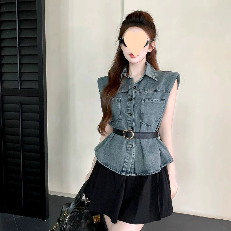 Джинсовый жилет в американском стиле ретро для девочек, тонкая куртка, женская новая летняя тонкая футболка без рукавов в корейском стиле, универсальный стиль