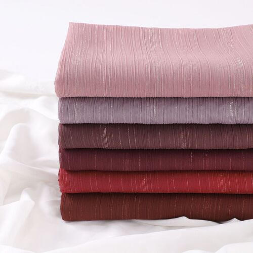 Malaysia Pure Color Silver Wire Chiffon Natural Crease Long Scarf Solid Color Scarf Indonesian Headscarf Pleated Scarf Shawl