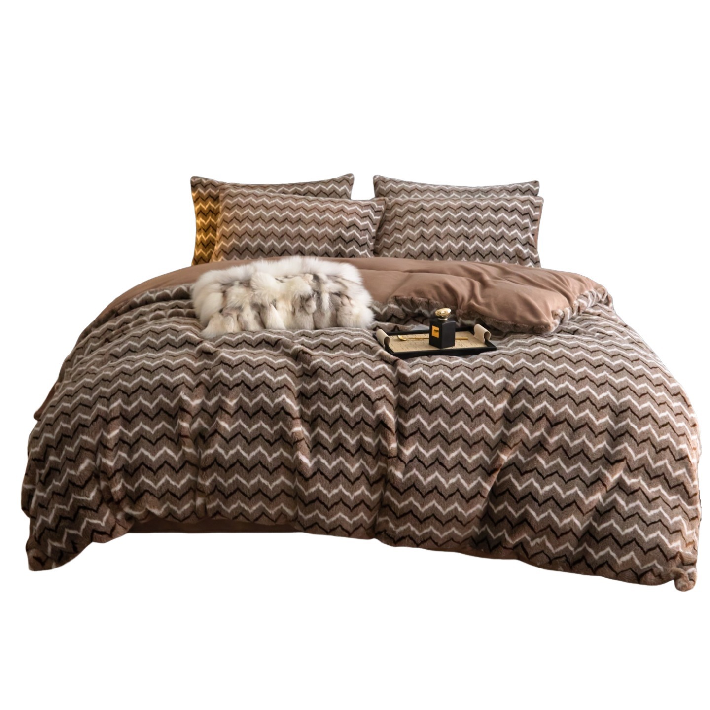 Invierno engrosado conejo cama de peluche cuatro piezas de coral de leche de peluche sábanas de cama de peluche caliente sábanas de cama de alta calidad