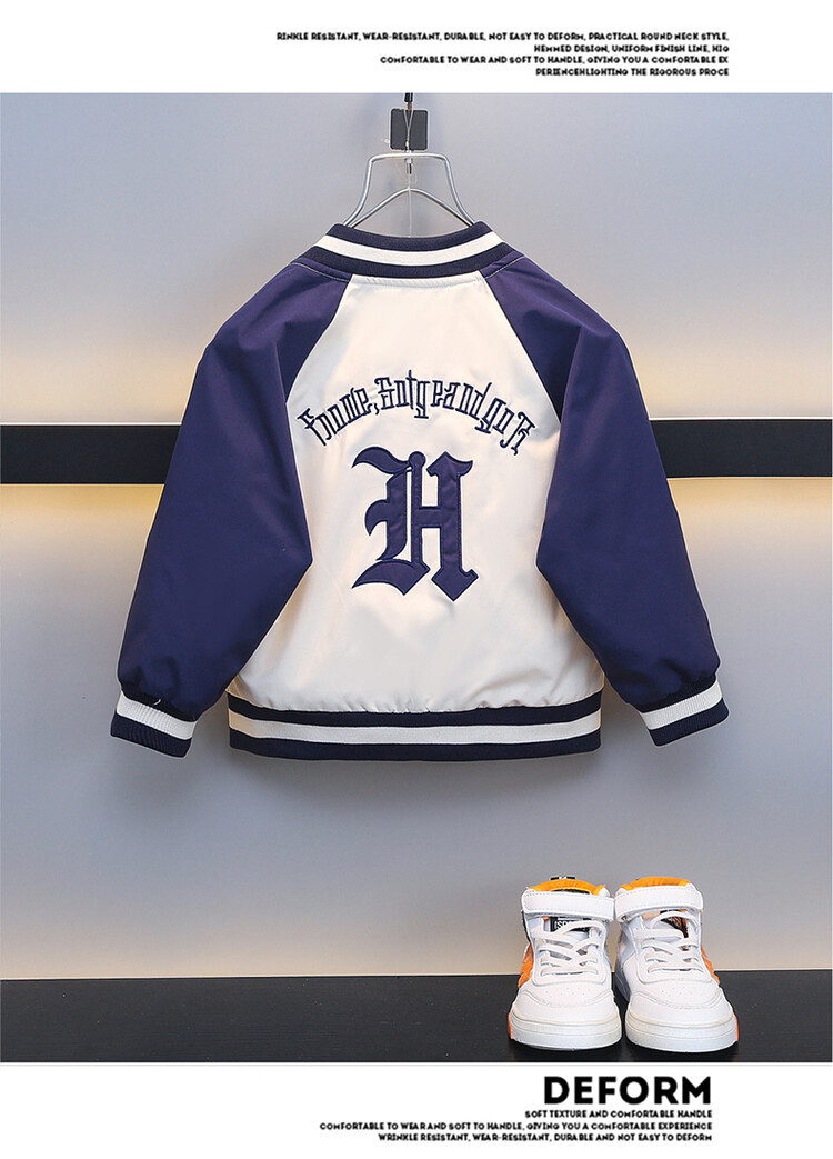 Boys' letter embroidered baseball jacket 2024 Spri and Autumn collection new handsome jacket, trendy children's_voghion.com