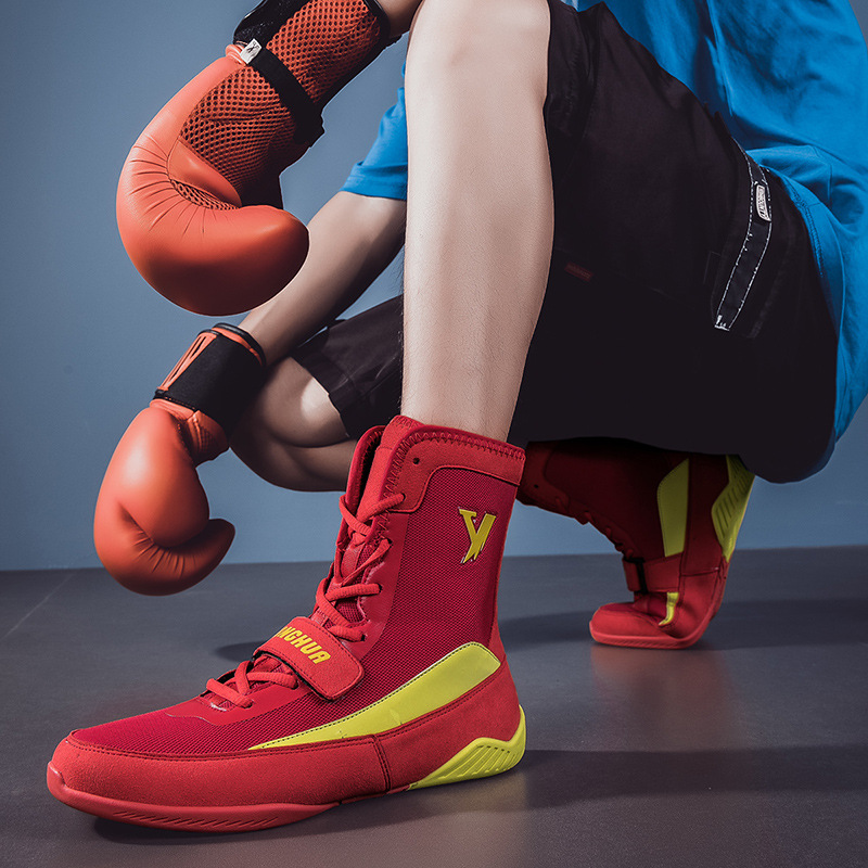Boxing Shoes for Men and Women, Sanda Shoes, Training Fighting Shoes, High-Top Muay Thai Shoes, Breathable Professional Free Fighting Shoes, Wrestling Shoes