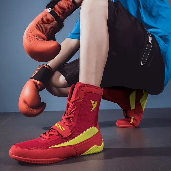 Boxing Shoes for Men and Women, Sanda Shoes, Training Fighting Shoes, High-Top Muay Thai Shoes, Breathable Professional Free Fighting Shoes, Wrestling Shoes