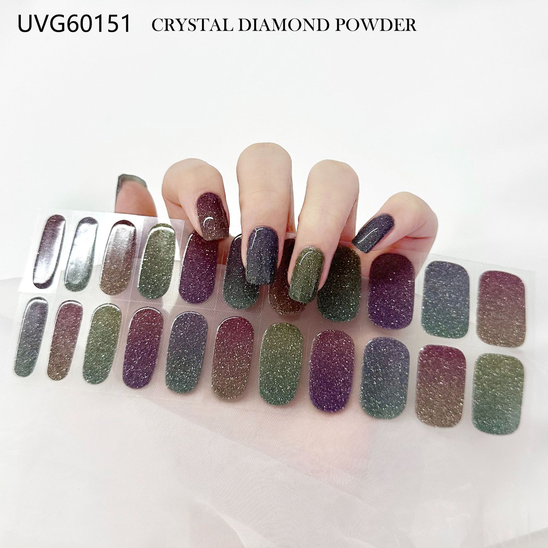 Pegatinas de uñas de gel UV transparentes efecto hielo, semicuradas, con lámina dorada, fototerapia, efecto película de aceite