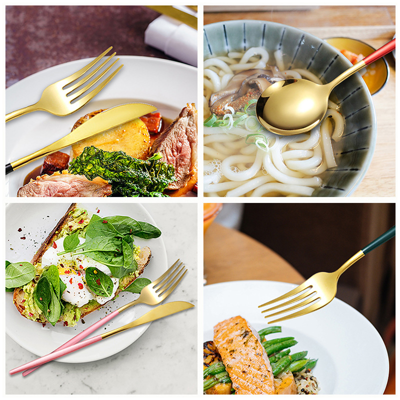 Transfronterizo amazon portugal 20 piezas traje de vajilla occidental cuchillo de carne de acero inoxidable, tenedor y cuchara caja de regalo