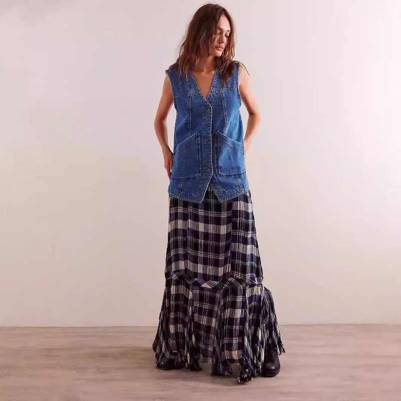 Amazon Aliexpress European and American Foreign Trade Cross-Border Sleeveless Denim Vest for Women