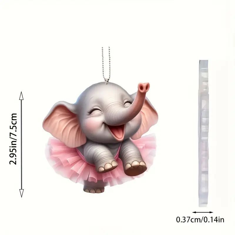 Cross-border nuevo adorable vestido de elefante colgante acrílico plano de sus colgantes de decoración de espejo retrovisor image 3