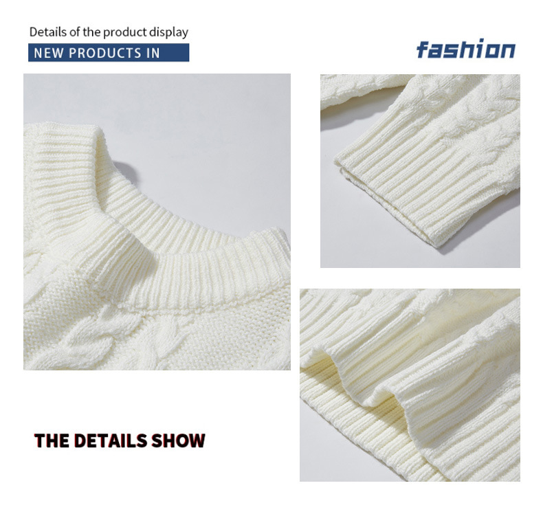 ​​Men's Solid Color Jacquard Knit Sweater – Minimalist Pullover For Autumn & Winter​​_viptrois.com