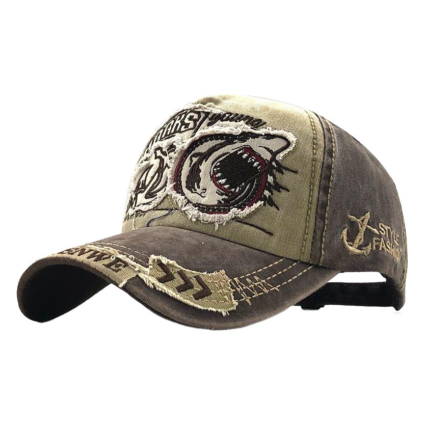 Popular sombrero de sol de pesca de primavera y otoño para hombres y mujeres, gorra con visera europea y americana personalizada de tiburón Trendyy, nuevo sombrero de béisbol lavado