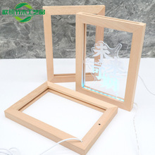 实木相框创意摆件diy木质LED相框卧室发光相框3d小夜灯榉木照片框
