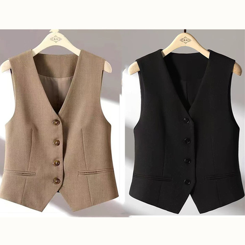 Suit vest, short-style waistcoat, versatile slim-fit spring/autumn sleeveless bolero jacket