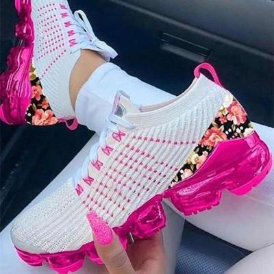 European and American Foreign trade plus size flying woven air cushion sneaker women's casual running shoes Amazon AliExpress cross-border single shoes women