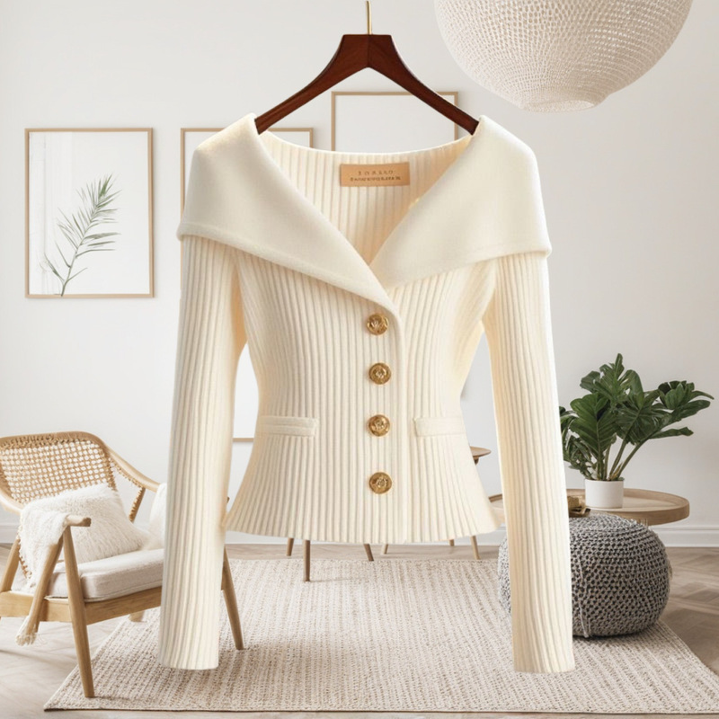 2025 New Women's Autumn Super Nice Little Fragrant Top White Waist Knitted Cardigan Sweater Jacket