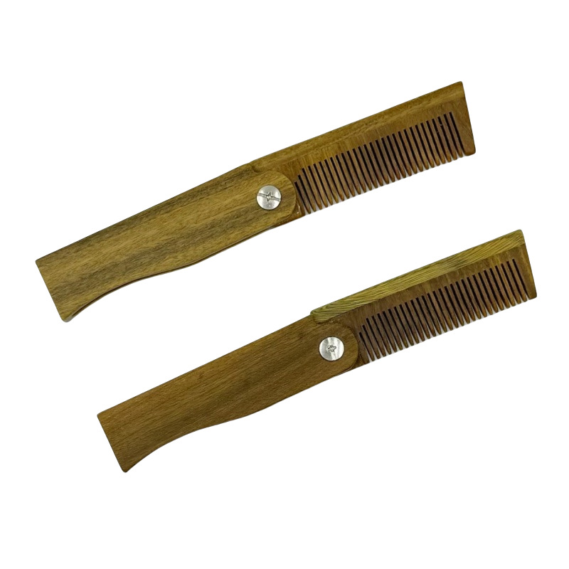 Estilo explosivo transfronterizo al por mayor peine de peluquería peine de barba de hombre portátil peine de sándalo antiestático peine plegable