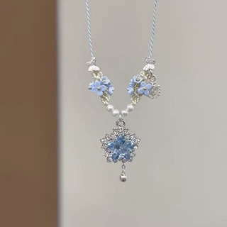 冰透星星蝴蝶编织项链女小众设计串珠锁骨链网红简约可爱百搭颈链