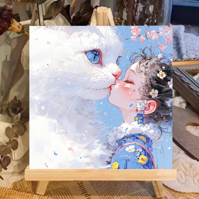 子猫デジタル油絵 diy 着色かわいい漫画動物手作り子供のシンプルな油絵装飾卸売|undefined