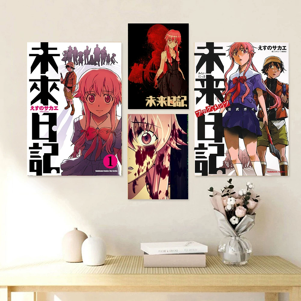 Плакат-наклейка Mirai Nikki (Future Diary) — аниме-мурал, разные размеры (10×15–50×70 см)
